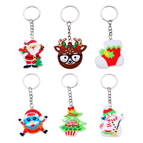 Cute Santa Claus Christmas Socks PVC Metal Epoxy Keychain 1 Piece's discount tags