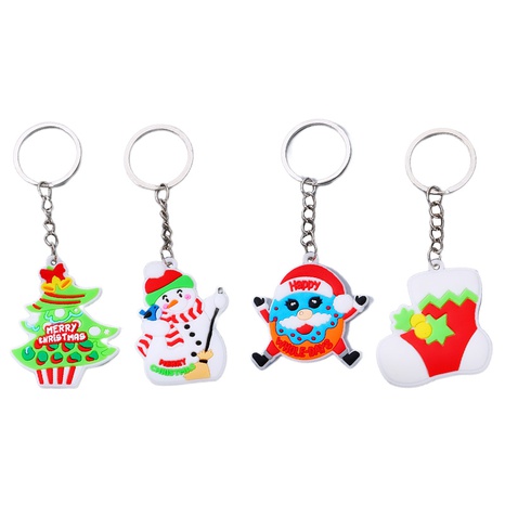 Cartoon Style Christmas Tree Santa Claus Christmas Socks PVC Metal Epoxy Bag Pendant 2 Pieces's discount tags