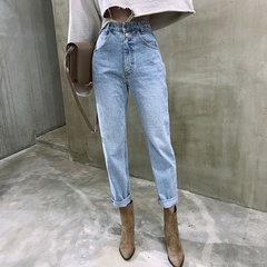 Casual Solid Color Polyester Ankle-Length Button Jeans