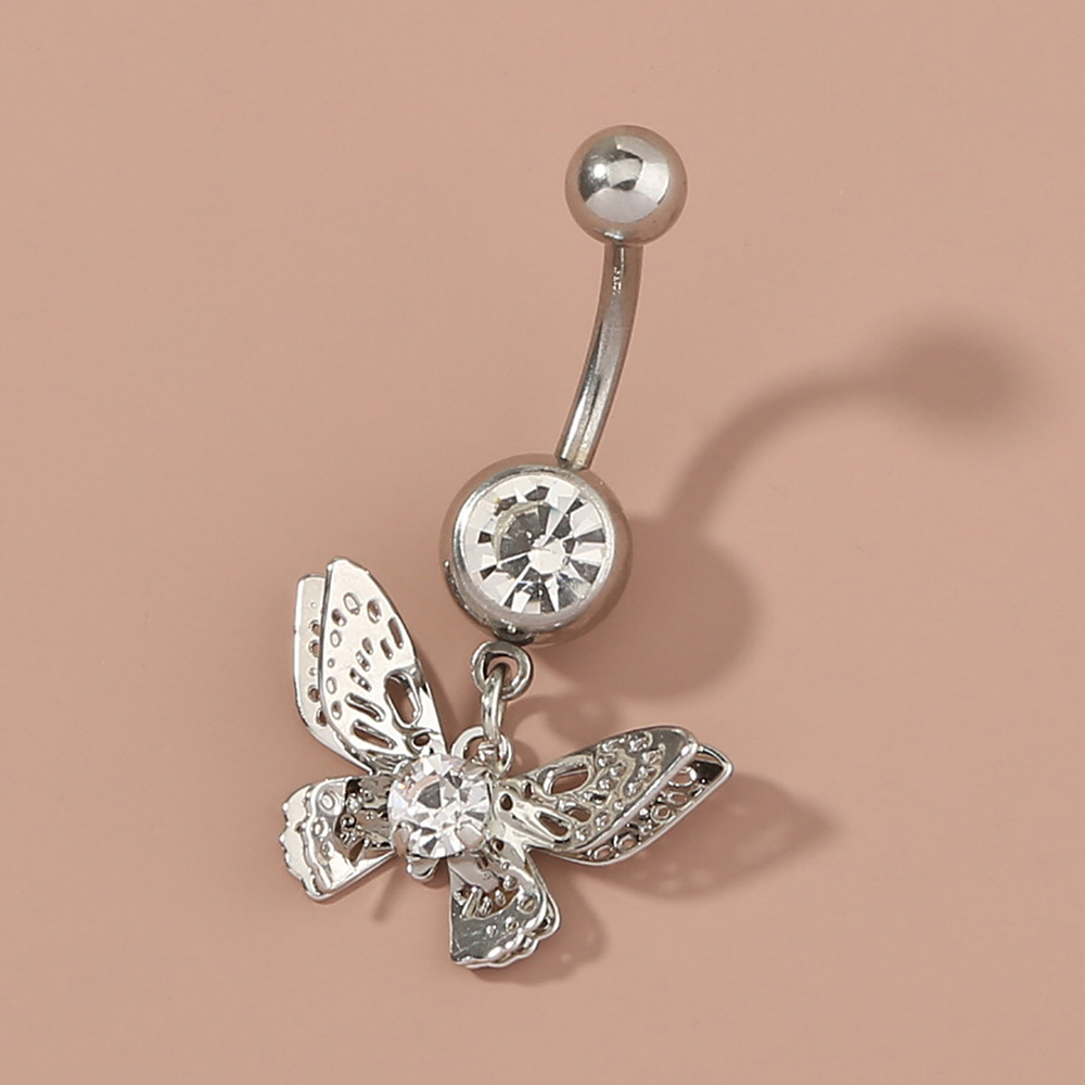 Fashion Butterfly Shell Snowflake Stainless Steel Grommet Eyelet Rhinestones Belly Ring 1 Piecepicture26