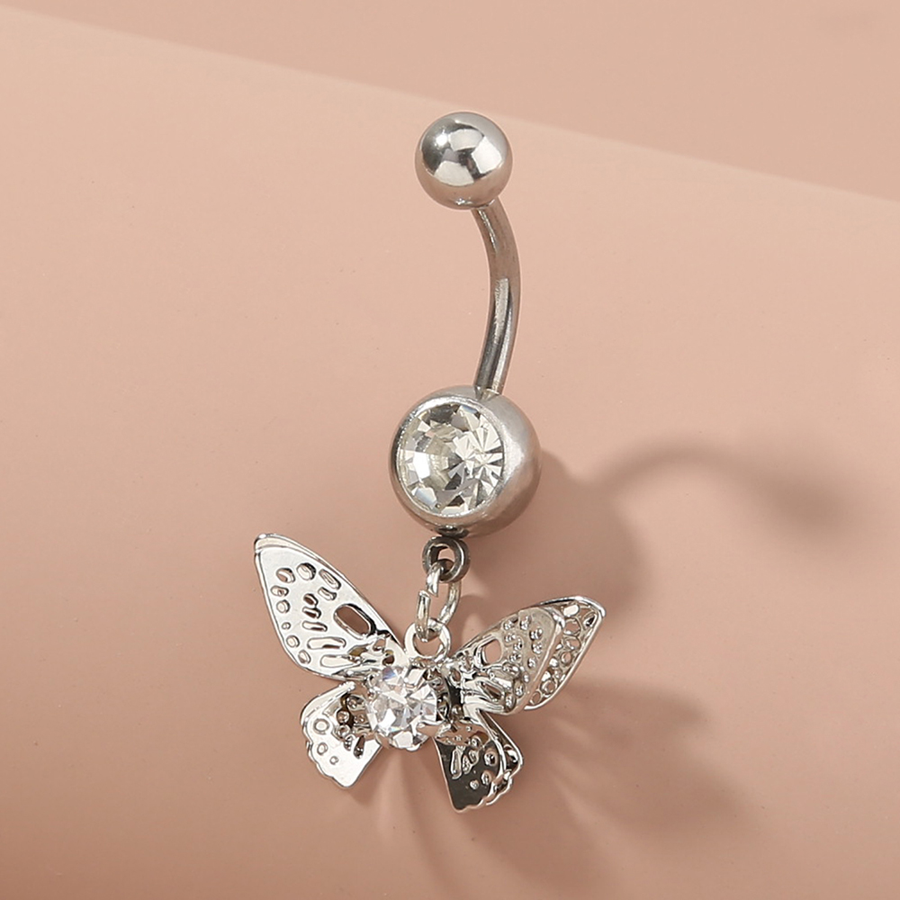 Fashion Butterfly Shell Snowflake Stainless Steel Grommet Eyelet Rhinestones Belly Ring 1 Piecepicture27