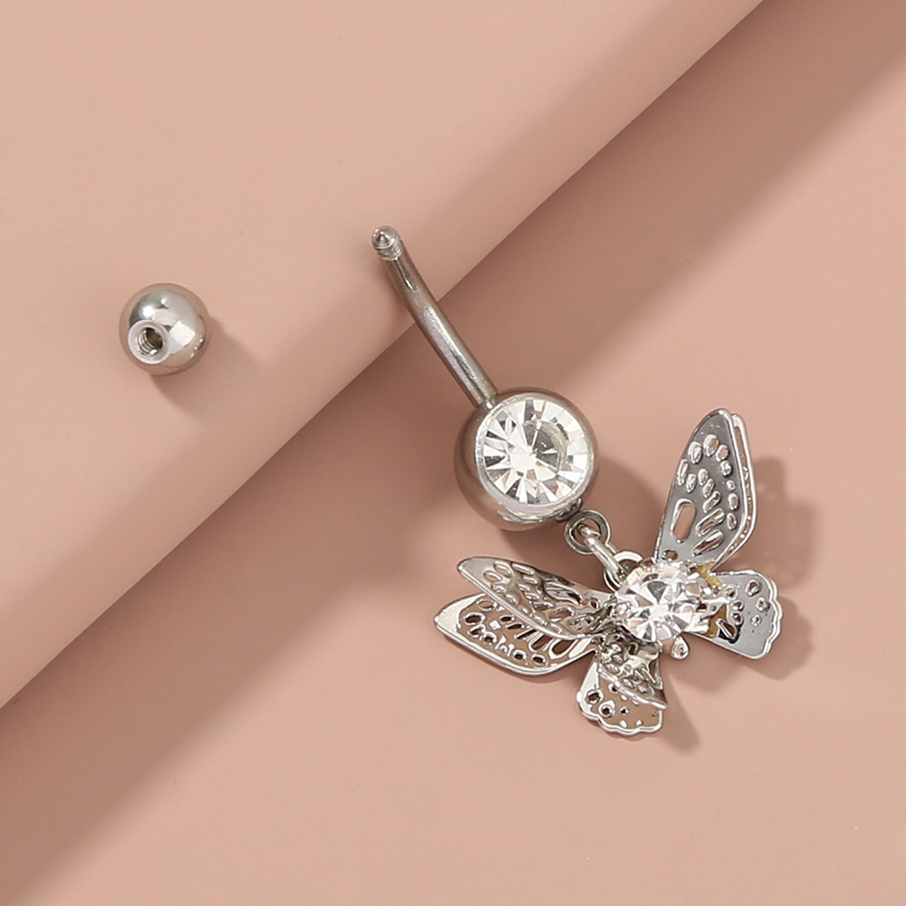 Fashion Butterfly Shell Snowflake Stainless Steel Grommet Eyelet Rhinestones Belly Ring 1 Piecepicture10