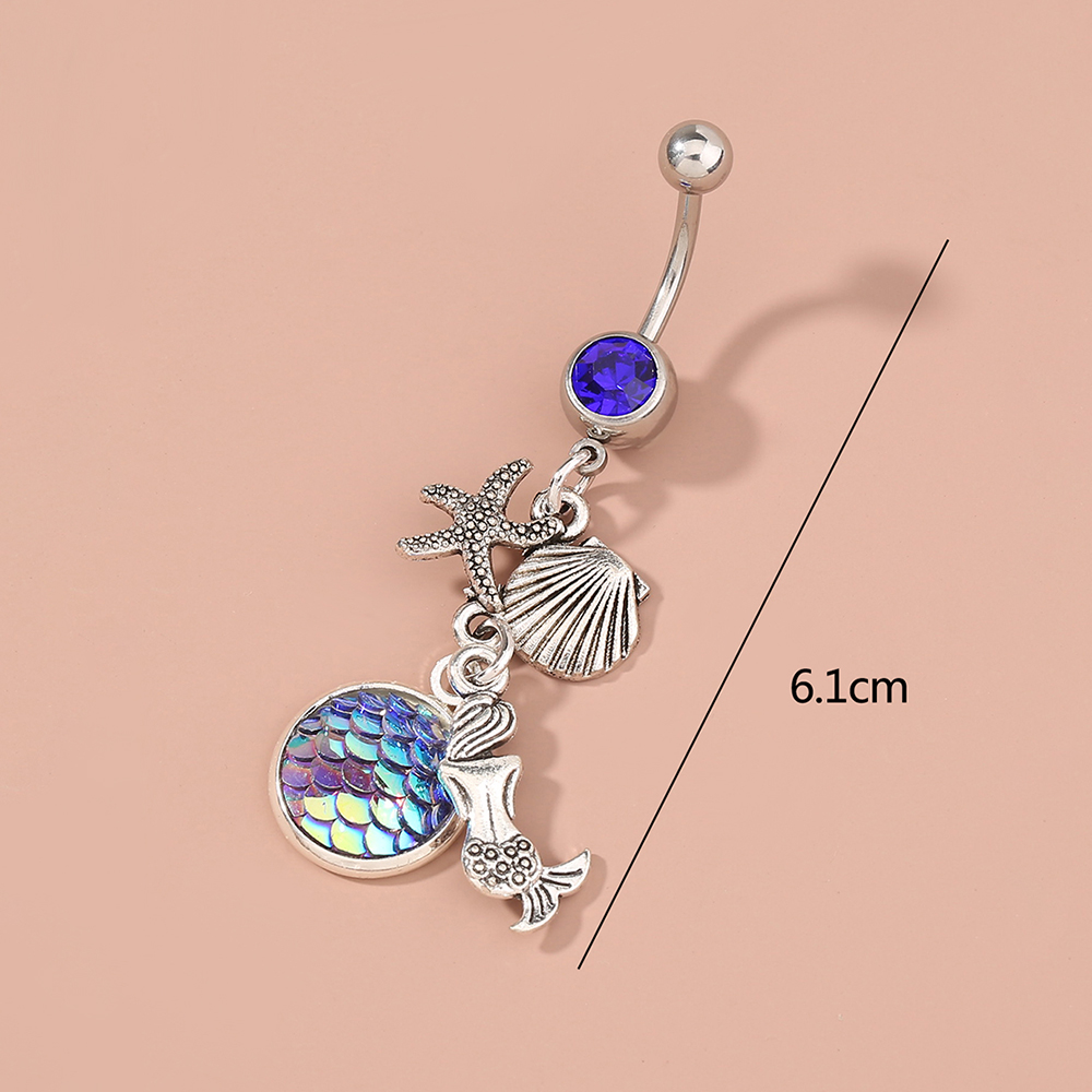 Fashion Butterfly Shell Snowflake Stainless Steel Grommet Eyelet Rhinestones Belly Ring 1 Piecepicture6