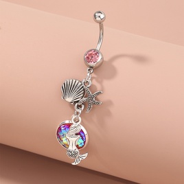 Fashion Butterfly Shell Snowflake Stainless Steel Grommet Eyelet Rhinestones Belly Ring 1 Piecepicture40