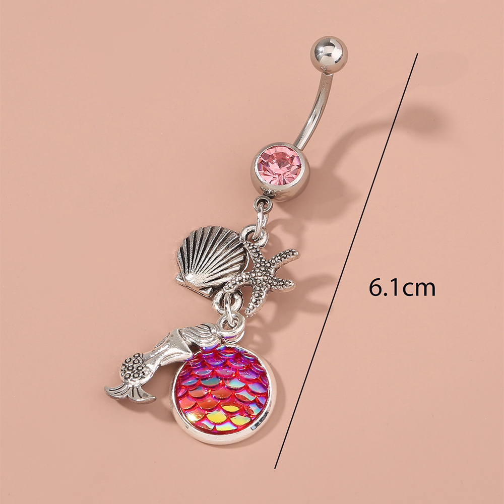 Fashion Butterfly Shell Snowflake Stainless Steel Grommet Eyelet Rhinestones Belly Ring 1 Piecepicture9