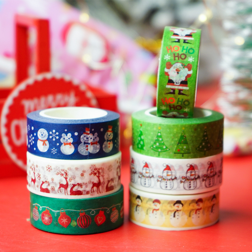 1PC 10M Decorative White Christmas Tree on Red Washi Tape for Journal  Material and Gift Wrapping Masking Tape Stationary Supply