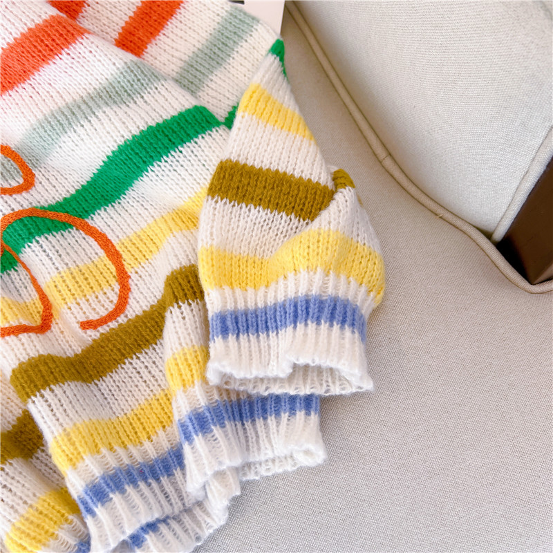 Fashion Stripe knit Round Neck Long Sleeve Regular Sleeve Sweaterpicture6