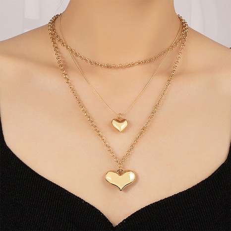 Fashion Heart Shape Alloy Plating Layered Necklaces's discount tags