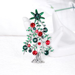Fashion Christmas Tree Alloy Inlay Artificial Diamond Brooches