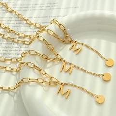 Fashion Round Letter Titanium Steel Necklace Plating Stainless Steel Necklaces