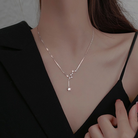 Mode Style Simple Constellation Le Cuivre Collier Star Zircon Cuivre Colliers's discount tags