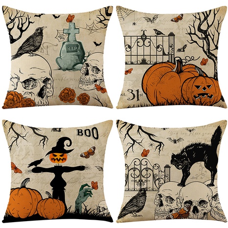 Cute Pumpkin Skull Linen Pillow Cases's discount tags
