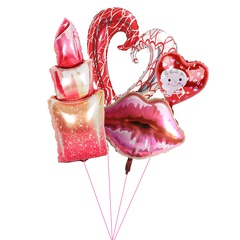 La Saint-Valentin Rouge À Lèvres Lettre Forme de cœur Film D'aluminium Mariage Date Ballons
