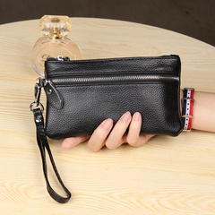 Women'S All Seasons Leather Solid Color Fashion Square Zipper Phone Wallet
