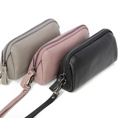 Women'S Small All Seasons Leather Solid Color Fashion Square Zipper Phone Wallet