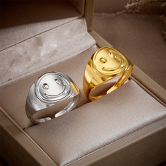 Simple Style Smiley Face Titanium Steel Open Ring Copper Rings