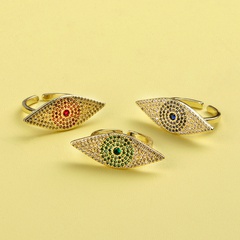 Einfacher Stil Auge Kupfer Offener Ring Vergoldet Zirkon Kupfer Ringe