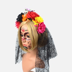 Halloween Retro Flower Skull Cloth Festival Costume Props