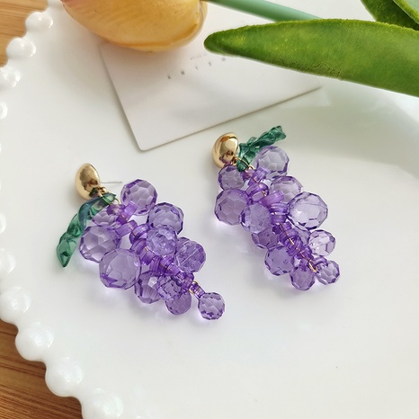 Sweet Fruit Grape Alloy Beaded Women'S Drop Earrings 1 Pair's discount tags