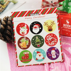 Christmas Baking Packaging Cartoon Santa Claus Snowman Round Sticker