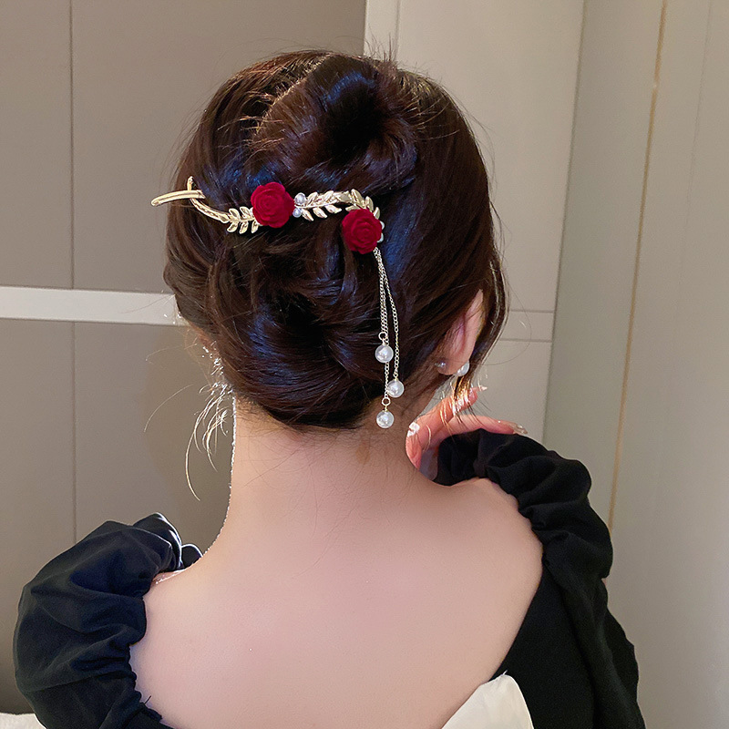 Fashion Flower Copper Plating Artificial Pearls Hair Clip 1 Piece6