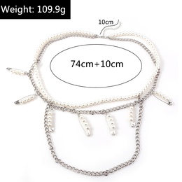 Fashion Solid Color Imitation Pearl Alloy WomenS Waist Chain 1 Piecepicture10