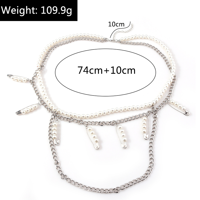 Fashion Solid Color Imitation Pearl Alloy WomenS Waist Chain 1 Piecepicture1
