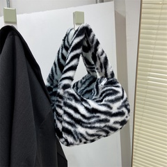 Women'S Autumn&Winter Plush Zebra Fashion Square Zipper Underarm Bag