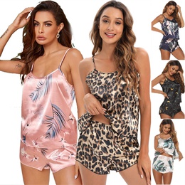 Sexy Leopard Pajama Sets Polyester Printing Shorts Sets Lingerie  Pajamaspicture11