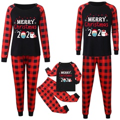 Fashion Plaid Polyester Printing Pants Sets Casual Pants Hoodie Family Matching Outfits