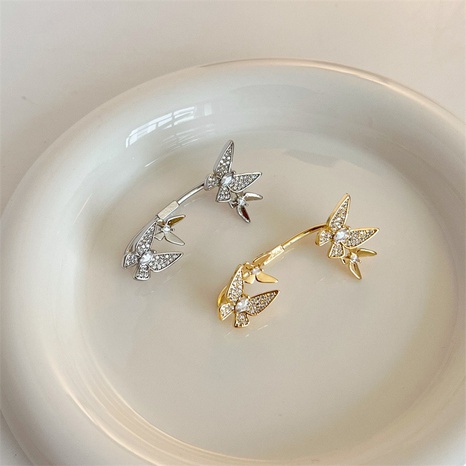 Fashion Butterfly Copper Plating Inlay Zircon Ear clips 1 Piece's discount tags
