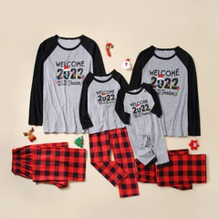 Fashion Letter Plaid Cotton Printing Pants Sets Casual Pants Hoodie Family Matching Outfits