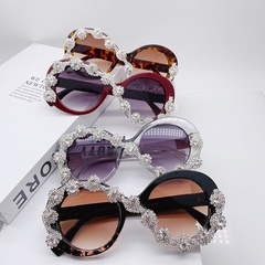Fashion Solid Color Pc Round Frame Diamond Full Frame Women's Sunglasses