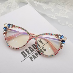 Fashion Solid Color Pc Cat Eye Diamond Full Frame Optical Glasses