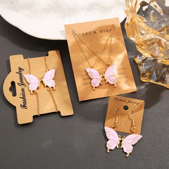 Sweet Butterfly Alloy Plating Women'S Bracelets Earrings Necklace 3 Piece Set