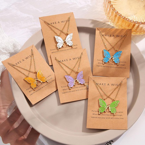 Fashion Butterfly Alloy Enamel Women'S Pendant Necklace's discount tags