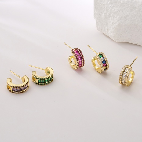 Fashion C Shape Copper Gold Plated Zircon Ear Studs 1 Pair's discount tags