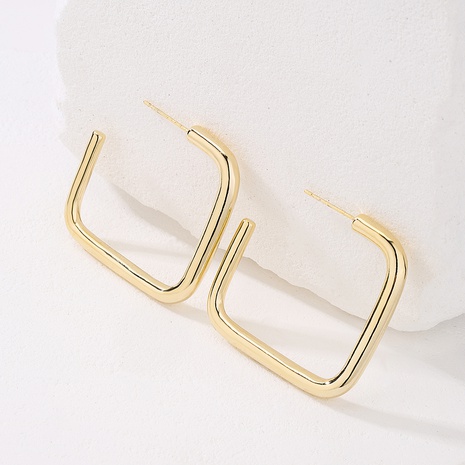 Fashion Circle Square Copper Gold Plated Ear Studs 1 Pair's discount tags