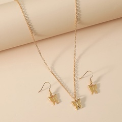 Sweet Butterfly Alloy Gold Plated Women'S Earrings Necklace