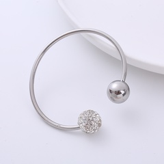 Casual Sparkly Stainless Steel Zircon Bangle 1 Piece