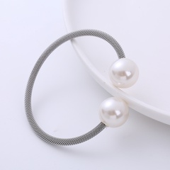 Casual Grid Stainless Steel Pearl Bangle 1 Piece