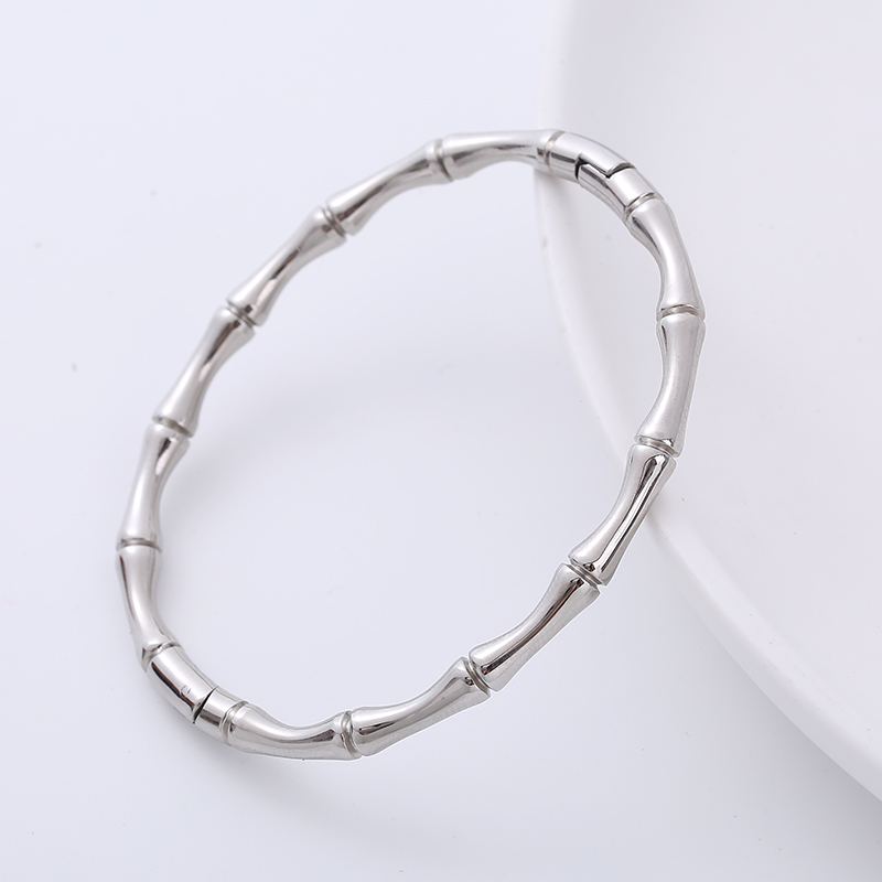 Casual Bamboo Stainless Steel Bangle 1 Piecepicture1