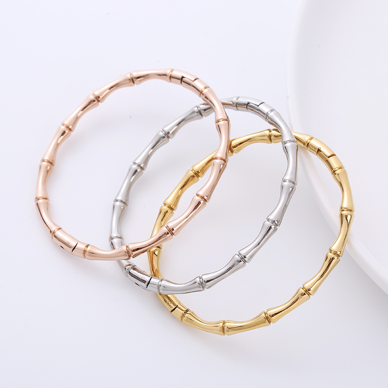 Casual Bamboo Stainless Steel Bangle 1 Piecepicture2