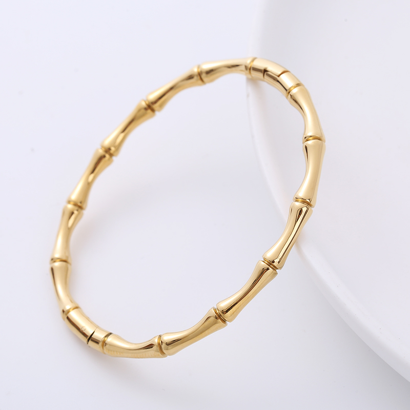Casual Bamboo Stainless Steel Bangle 1 Piecepicture4
