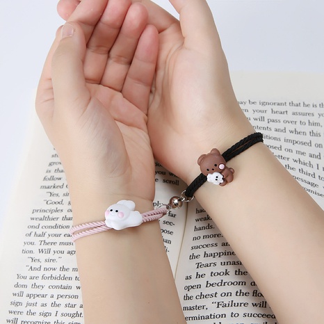 BEBEAR Suction Iron Bracelet Cute Cartoon Suction Couple Small Rubber Band for Boyfriend Smaller Leather Sheath Girlfriends Bracelet Hair Rope's discount tags