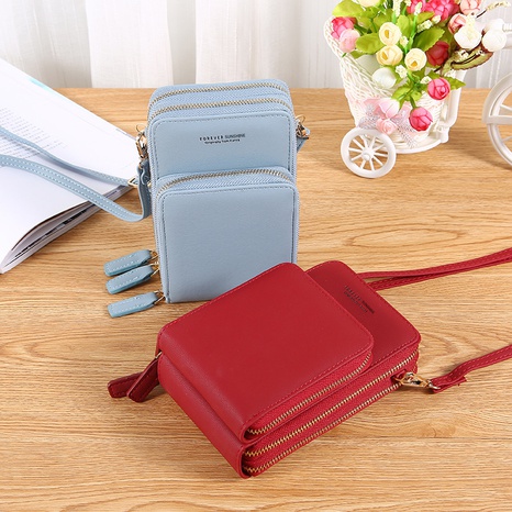 Women'S Summer PU Leather Solid Color Fashion Square Zipper Phone Wallet's discount tags