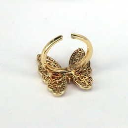 Einfacher Stil Schmetterling Kupfer Vergoldet Zirkon Offener Ring 1 Stckpicture8