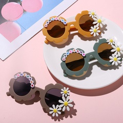 Cute Flower Pc Round Frame Full Frame Women's Sunglasses