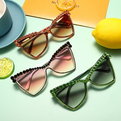 Retro Solid Color Pc Cat Eye Diamond Full Frame Women's Sunglasses