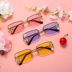 Fashion Solid Color Pc Square Diamond Frameless Women's Sunglasses